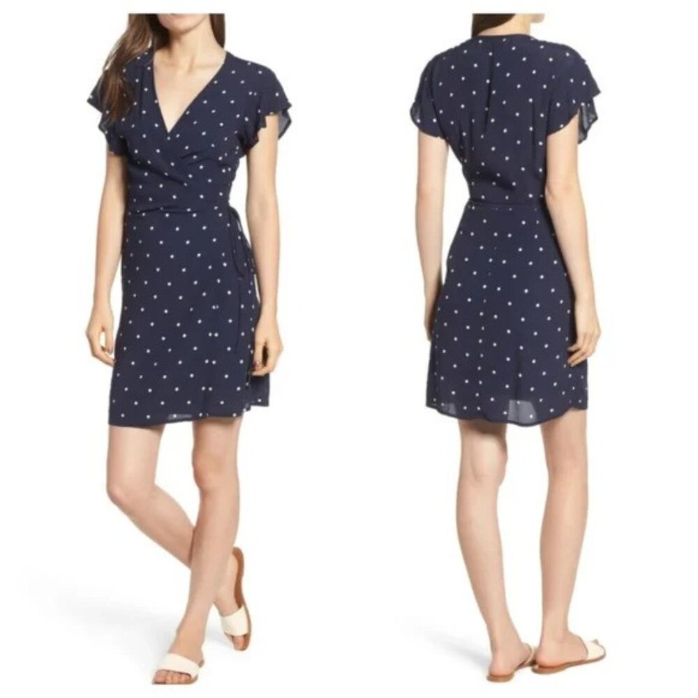 Rails Navy Polka Dot Wrap Dress